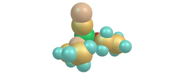 Moleculaire structuur Tabun geïsoleerd op wit — Stockfoto