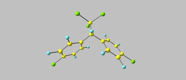 Diclorodifeniltricloroetano o struttura molecolare DDT isolata su grigio — Foto Stock