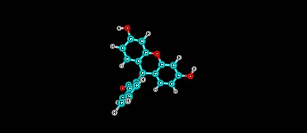 Estructura molecular de fluoresceína aislada en negro —  Fotos de Stock