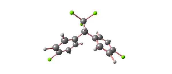 Estrutura molecular de Diclorodifeniltricloroetano ou DDT isolada em branco — Fotografia de Stock