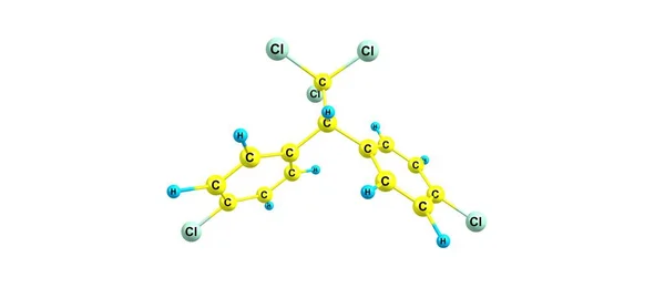 Dichlorodiphenyltrichloroethane nebo Ddt molekulární struktura izolované na bílém — Stock fotografie