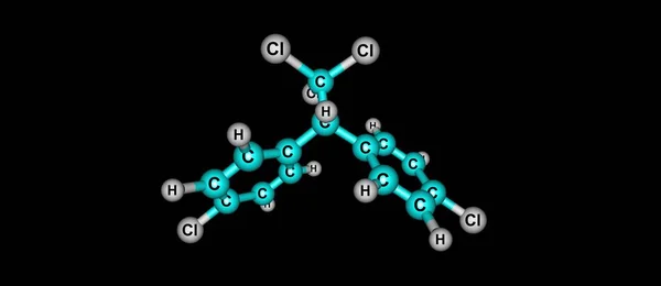 Siyah izole diklorodifeniltrikloetan veya Ddt moleküler yapısı — Stok fotoğraf