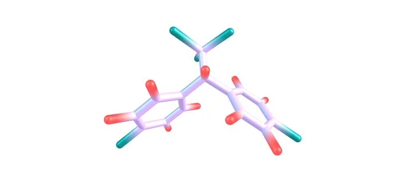 Дихлордифенилтрихлорэтан или молекулярная структура ДДТ изолированы на белом — стоковое фото