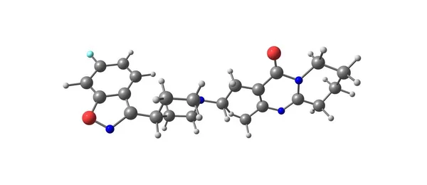Risperidon Medikament molekulare Struktur isoliert auf weiß — Stockfoto