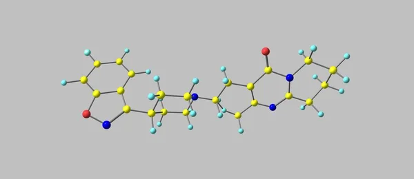 Estructura molecular de la medicación Risperidona aislada en gris —  Fotos de Stock