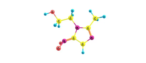 甲硝唑分子结构上白色孤立 — 图库照片