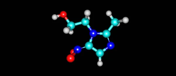 Metronidazol molekulární struktura izolované na černém pozadí — Stock fotografie