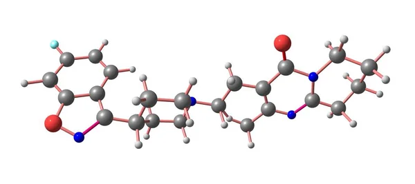 Rysperydon leki struktury molekularnej na białym tle — Zdjęcie stockowe