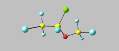 Gri izole Isoflurane moleküler yapısı