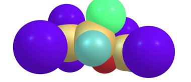 Beyaz izole Isoflurane moleküler yapısı