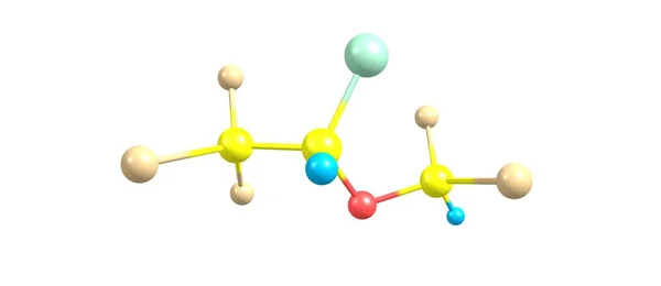 Estrutura molecular de isoflurano isolada em branco — Fotografia de Stock