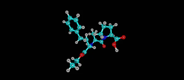 Moleculaire structuur enalapril geïsoleerd op zwart — Stockfoto