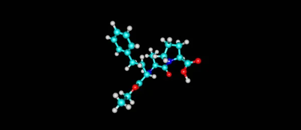 Struktur molekul Enalapril terisolasi pada warna hitam — Stok Foto