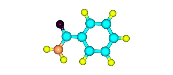 Estrutura molecular da benzamida isolada sobre branco — Fotografia de Stock