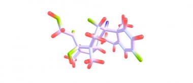 Deksametazon moleküler yapısı üzerinde beyaz izole