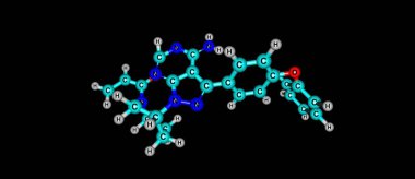 Siyah izole Ibrutinib moleküler yapısı