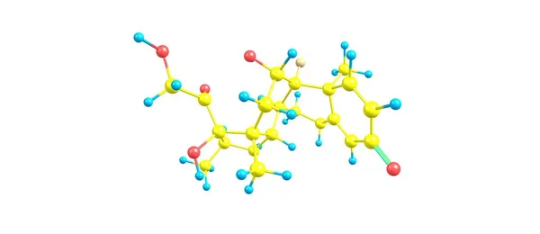 Deksametazon struktury molekularnej na białym tle — Zdjęcie stockowe