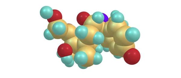 Estrutura molecular da dexametasona isolada no branco — Fotografia de Stock