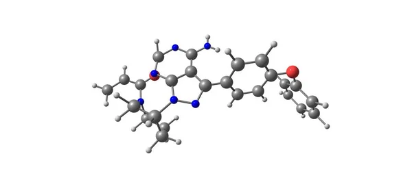 Moleculaire structuur Ibrutinib geïsoleerd op wit — Stockfoto