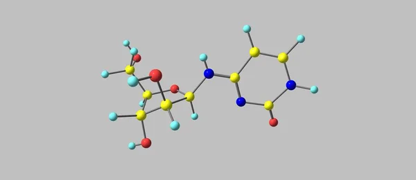 Estrutura molecular da citarabina isolada em cinzento — Fotografia de Stock