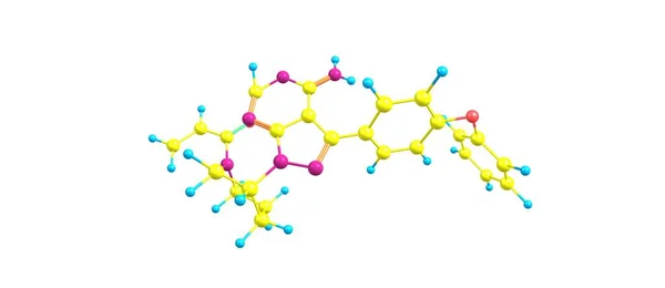 Ibrutinib struttura molecolare isolata su bianco — Foto Stock