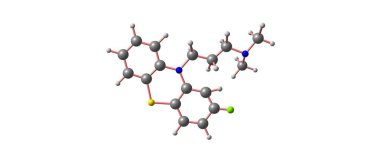 Klorpromazin moleküler yapısı üzerinde beyaz izole