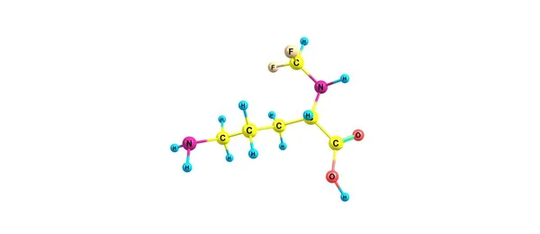 Estrutura molecular de eflornitina isolada sobre branco — Fotografia de Stock