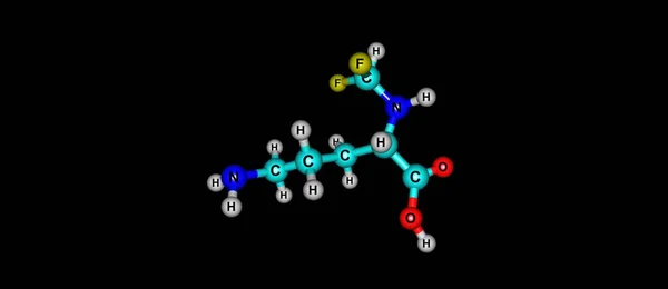 黒の免震エフロルニチン分子構造物 — ストック写真