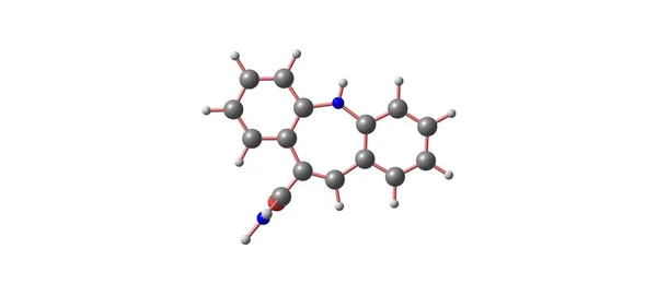 Karbamazepin moleküler yapısı üzerinde beyaz izole — Stok fotoğraf