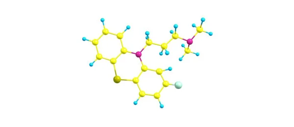 氯丙嗪分子结构上白色孤立 — 图库照片