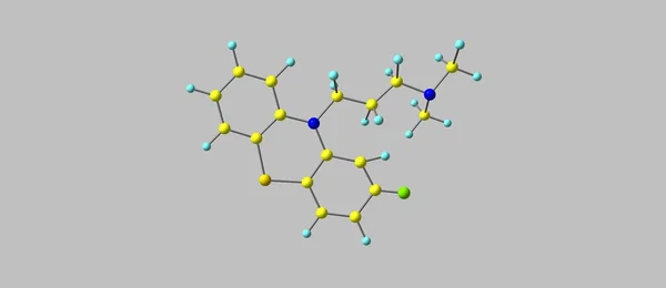 Struttura molecolare della clorpromazina isolata sul grigio — Foto Stock