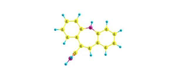 Estrutura molecular da carbamazepina isolada sobre o branco — Fotografia de Stock