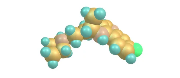 Klorokin moleküler yapısı üzerinde beyaz izole — Stok fotoğraf