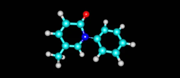 Estructura molecular de pirfenidona aislada en negro — Foto de Stock