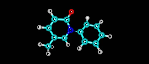 Siyah izole Pirfenidone moleküler yapısı — Stok fotoğraf