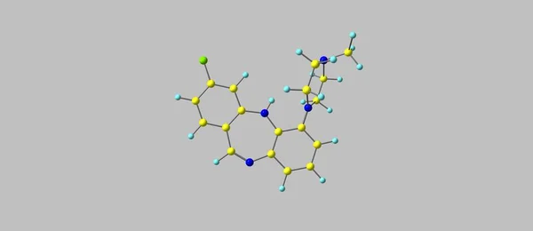 Estrutura molecular da clozapina isolada no cinzento — Fotografia de Stock