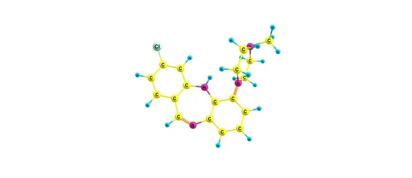 氯氮平分子结构上白色孤立 — 图库照片