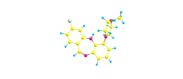 Klozapin moleküler yapısı üzerinde beyaz izole — Stok fotoğraf