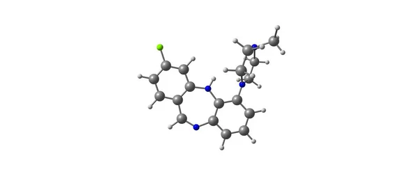 Klozapin molekylstruktur isolerad på vit — Stockfoto