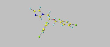 Gri izole Miconazole moleküler yapısı