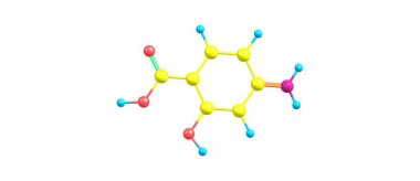 4-Aminosalicylic asit moleküler yapısı üzerinde beyaz izole