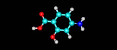 4-Aminosalicylic asit moleküler yapısı üzerine siyah izole