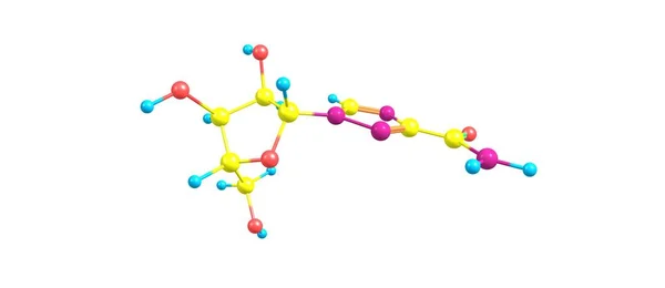 利巴韦林分子结构上白色孤立 — 图库照片