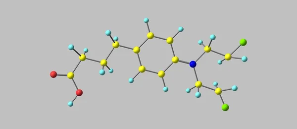 Structure moléculaire du chlorambucil isolée sur gris — Photo