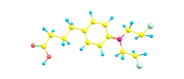 Chlorambucil 분자 구조 흰색 절연 — 스톡 사진