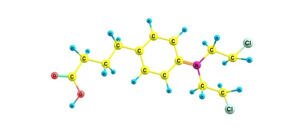 苯丁酸氮芥分子结构上白色孤立 — 图库照片