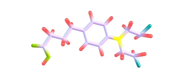 苯丁酸氮芥分子结构上白色孤立 — 图库照片