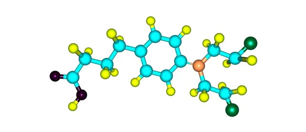 Klórambucil molekuláris szerkezete elszigetelt fehér — Stock Fotó