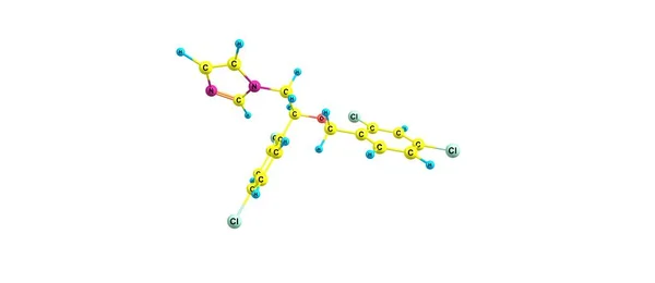 Molekulare Struktur des Mikroazols isoliert auf Weiß — Stockfoto