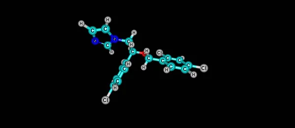 Mikonazol-Molekülstruktur auf Schwarz isoliert — Stockfoto